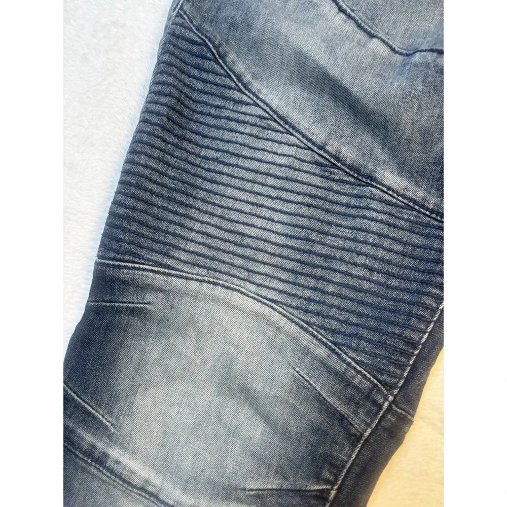 True Religion Men's Rocco Relaxed Skinny Jeans Size 32 Moto Ribbed Biker Hip hop